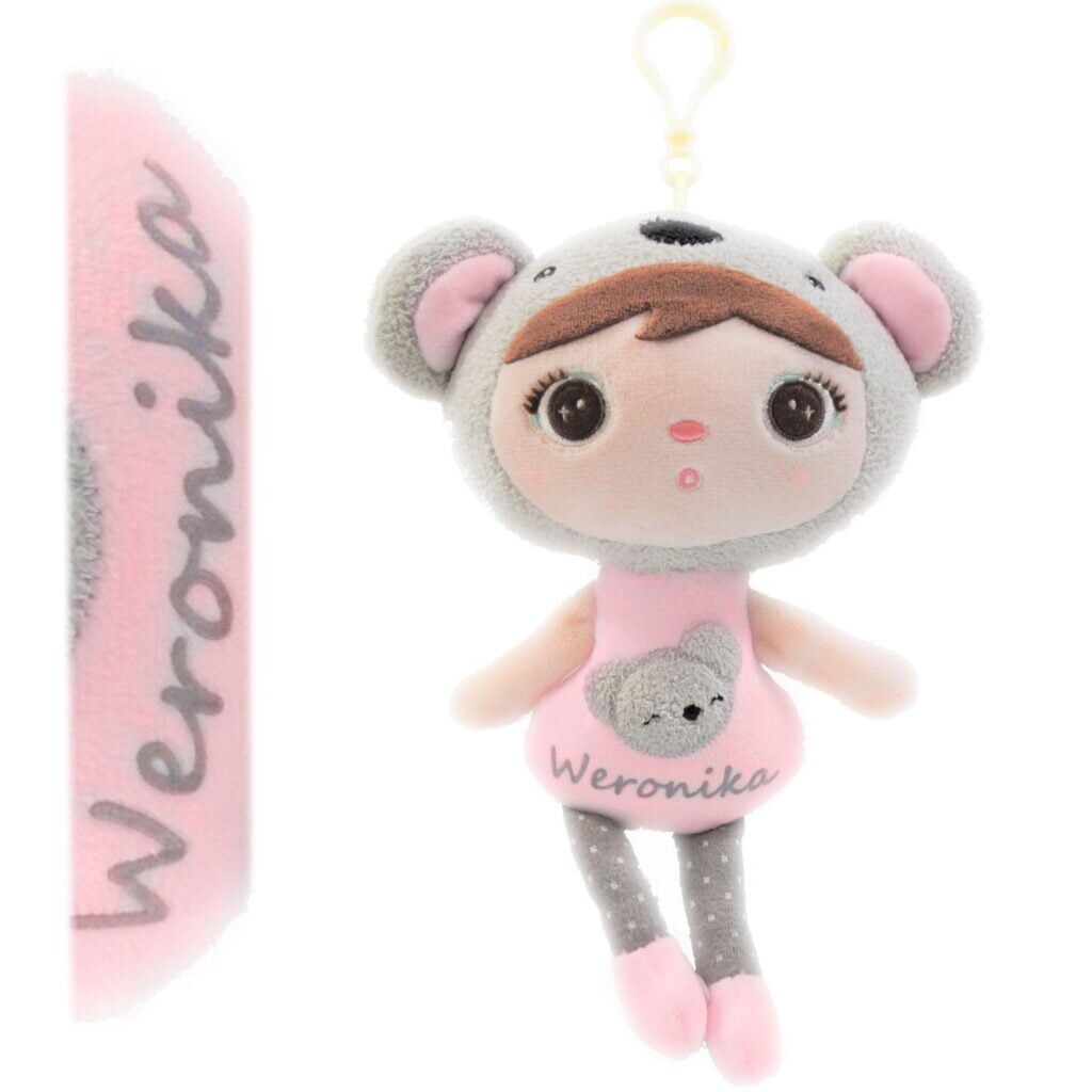 Pluszowa lalka koala Metoo. Personalizowany brelok z imieniem na plecak dla dzieci.