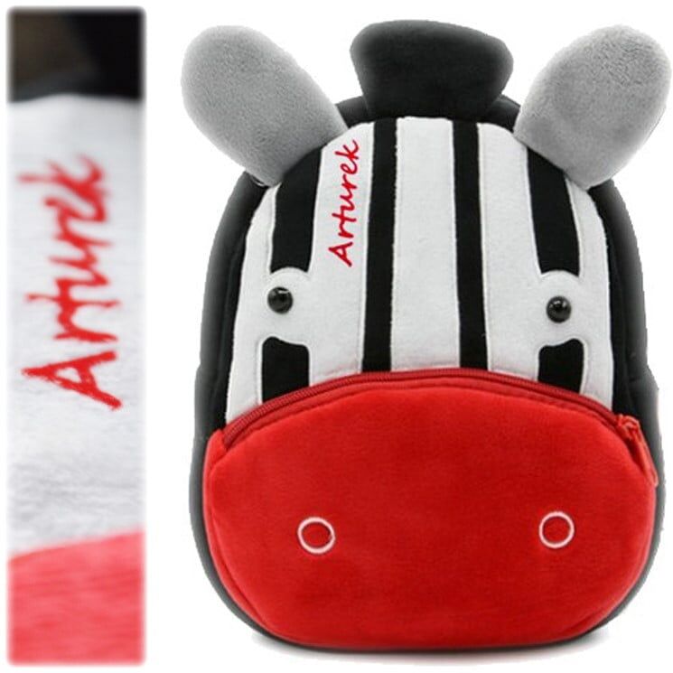 Pluszowy Plecak do zerówki w kształcie zebry. Prezent dla Arturka.