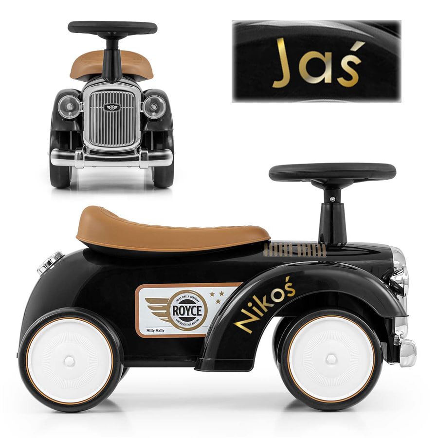 Jeździk Royce Black dla chłopca z imieniem