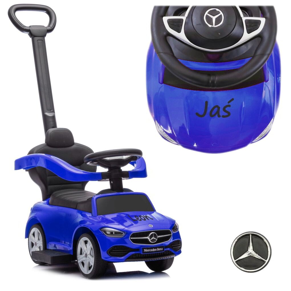Personalizowany pojazd z rączką dla dziecka Mercedes C-Class Blue
