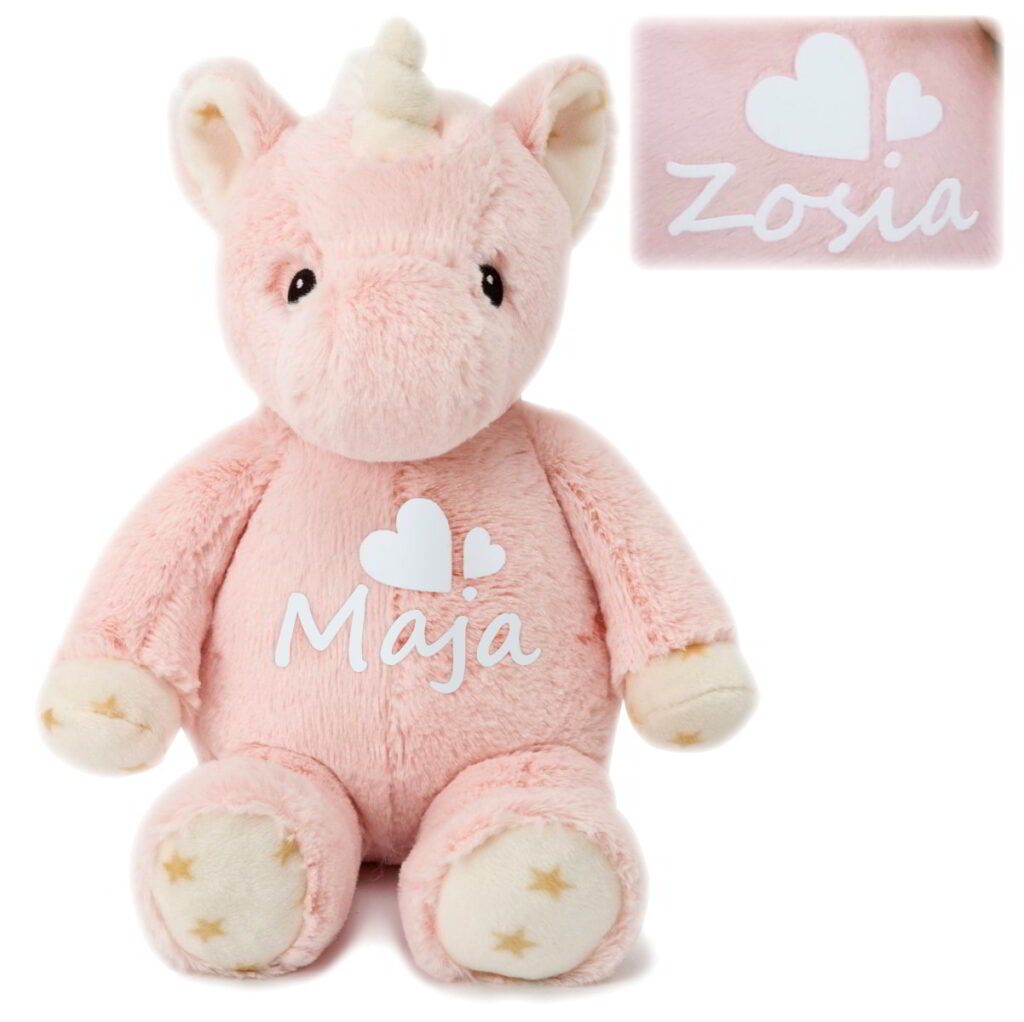 Szumiący miś Jednorożec z personalizacją na brzuszku