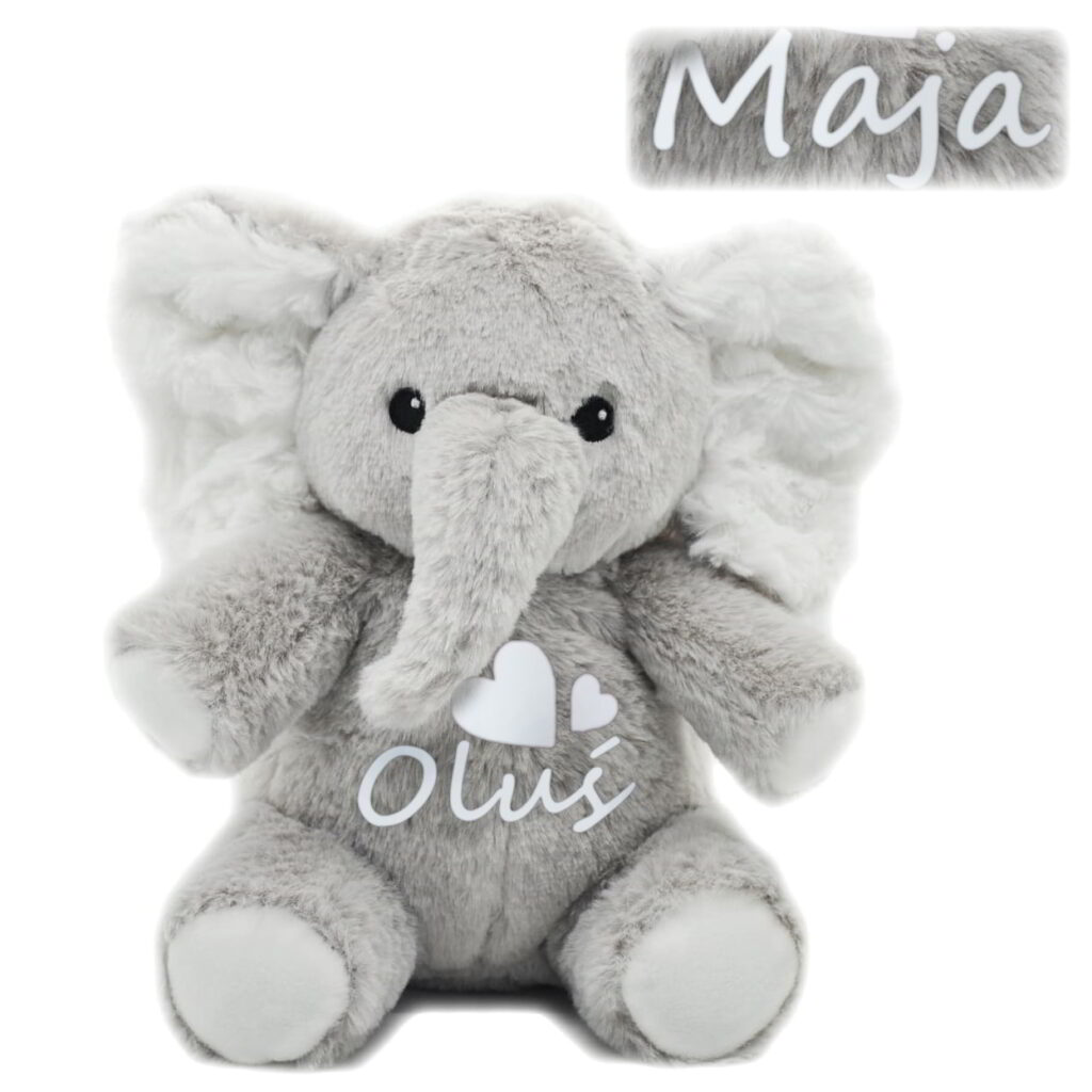 Szumiący miś słonik z imieniem z białym szumem